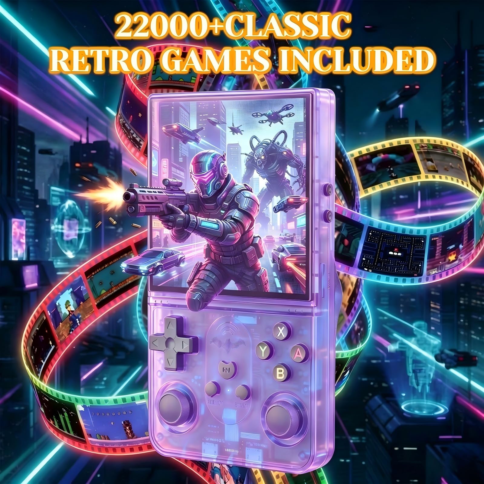 Consola de juegos portátil retro S600, pantalla IPS de 4.0 pulgadas, memoria de 64 GB, más de 22.000 juegos clásicos, batería de 4000 mAh