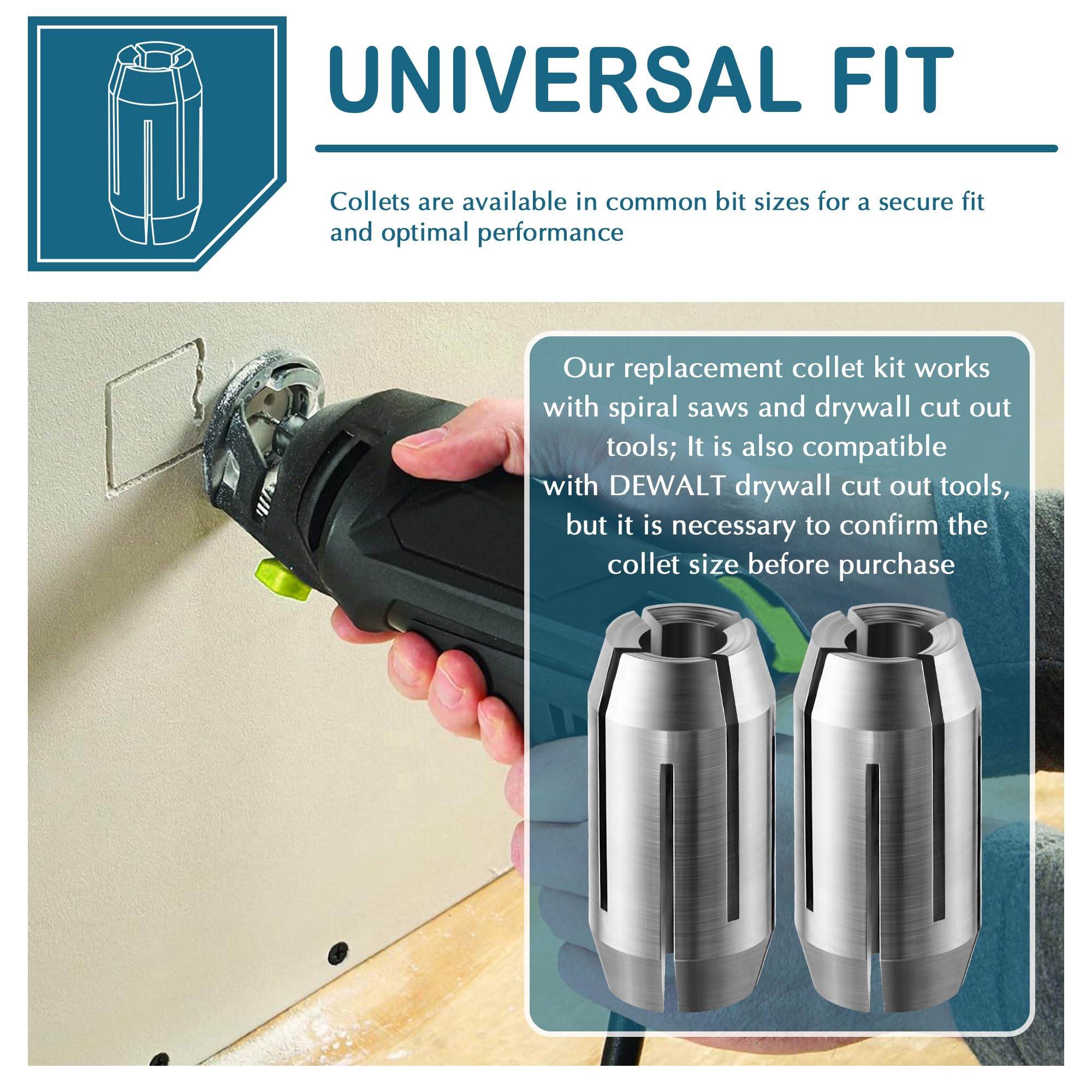 Dreyoo Collet Kit - Drywall Cutout Tool Replacement -5 Dreyoo Collet Kit - Drywall Cutout Tool Replacement -5