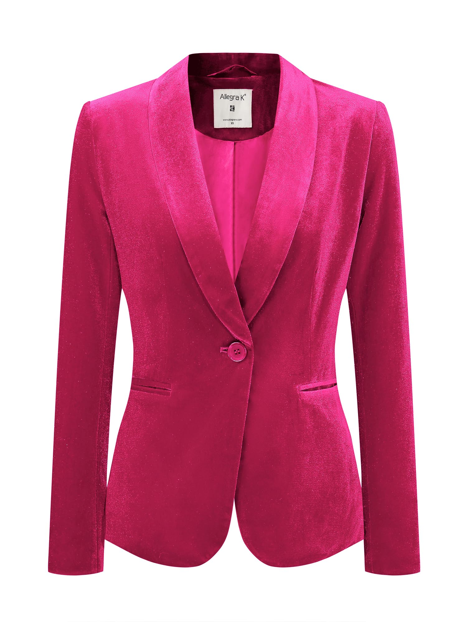 Allegra K Womens Halloween Christmas Office Coat Solid Shawl Collar 1 Button Velvet Blazer