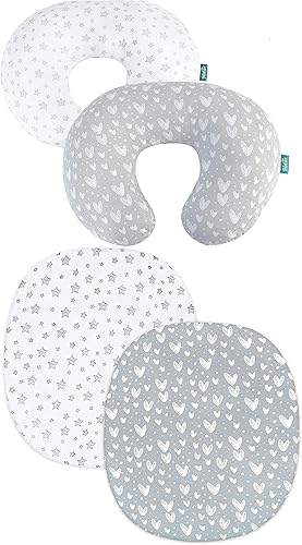 Paquete de 2 fundas de almohada de lactancia compatibles con almohada Boppy, 100% algodón jersey y moisés, sábanas ajustables compatibles con Graco
