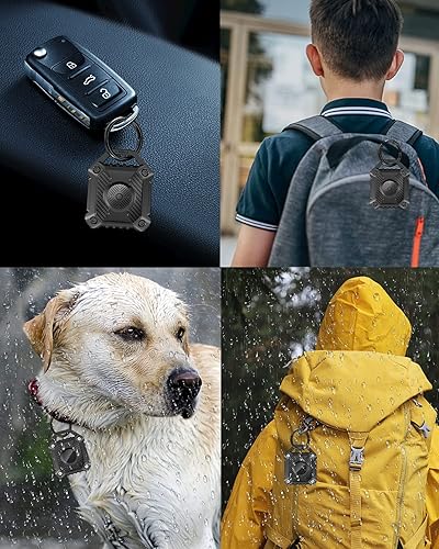 Miniatura 2 de Paquete de 4 soportes para Airtag, IP68 impermeable AirTag. Llavero de TPU duro, protección completa de 360, soporte para Apple Tag con llavero,