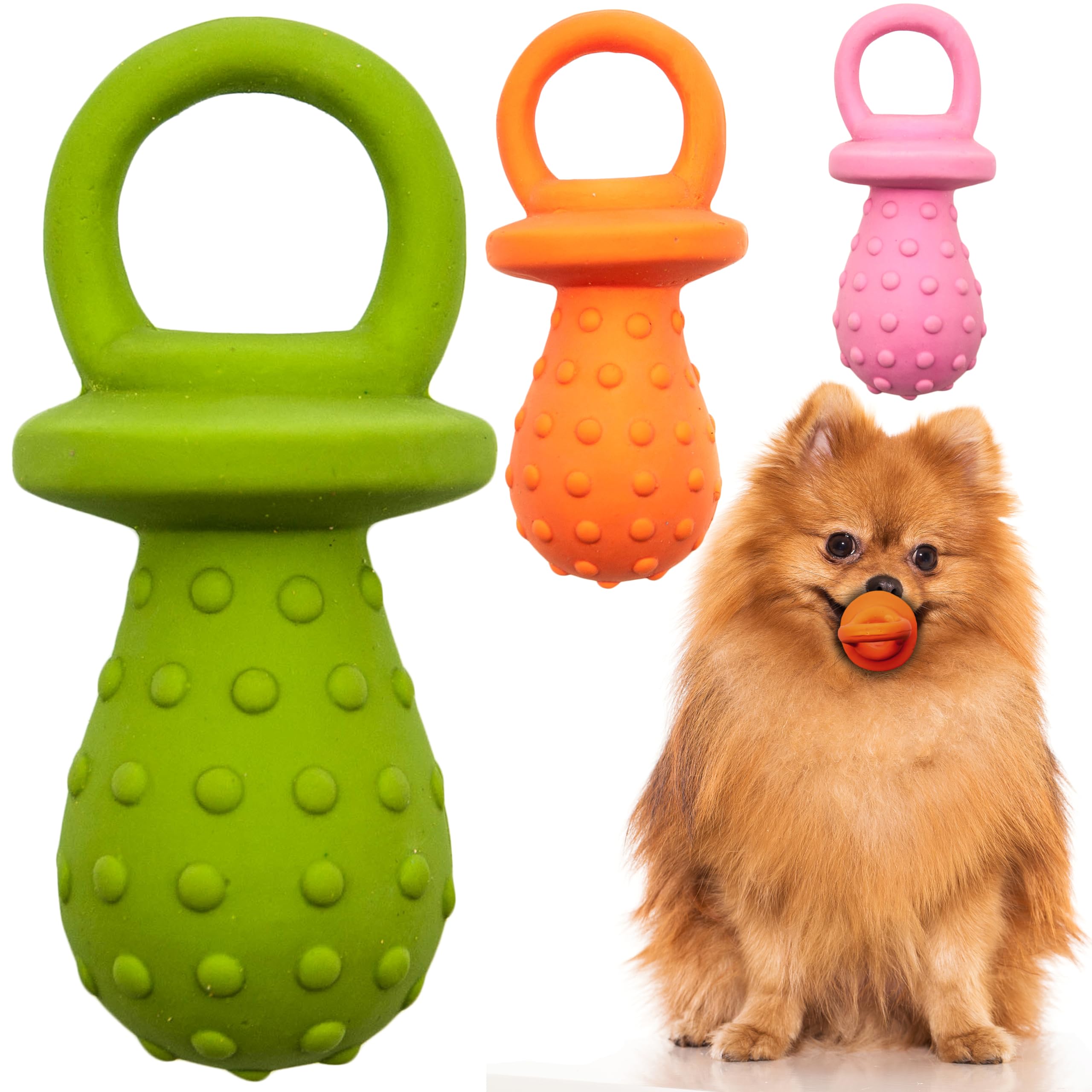 Petopedia 3x Puppy Toys Dogs Squeaky, LATEX Dummy, Rubber Soother Dog Chew Toy, Gifts & Presents for Puppies Teething