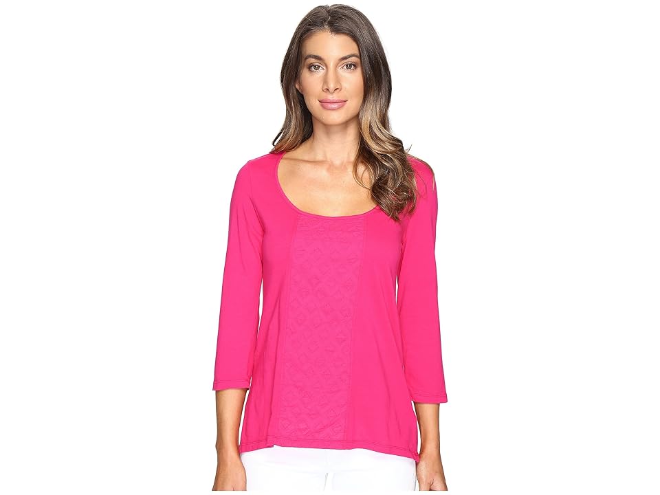 

Mod-o-doc Supreme Jersey 3/4 Sleeve Tee with Embroidered Contrast (Berry Red) Women's T Shirt