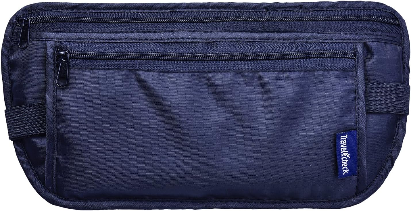 Travelcheck Money Belt for Travel, Safety Hidden Cash Clip, Security Protection, Invisible Profile, Sturdy Built, Ultra Light Material, Breathable Design, Anti-Theft Trip Gear (Black)