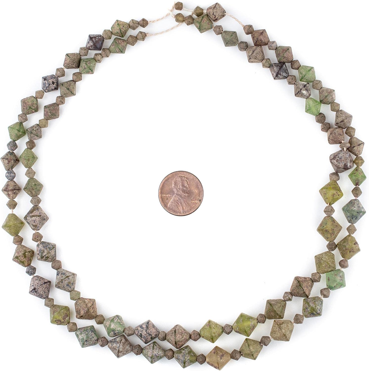 The Bead Chest Ancient Style Bicone Glass Beads 9mm Afghanistan Multicolor 30 Inch Strand (15 Inch Strand of Beads)