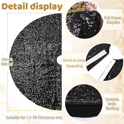 Miniatura 85 de Falda de árbol de Navidad de lentejuelas: Falda de árbol de bronce de 24 pulgadas, falda de satén con lentejuelas Falda de árbol pequeño