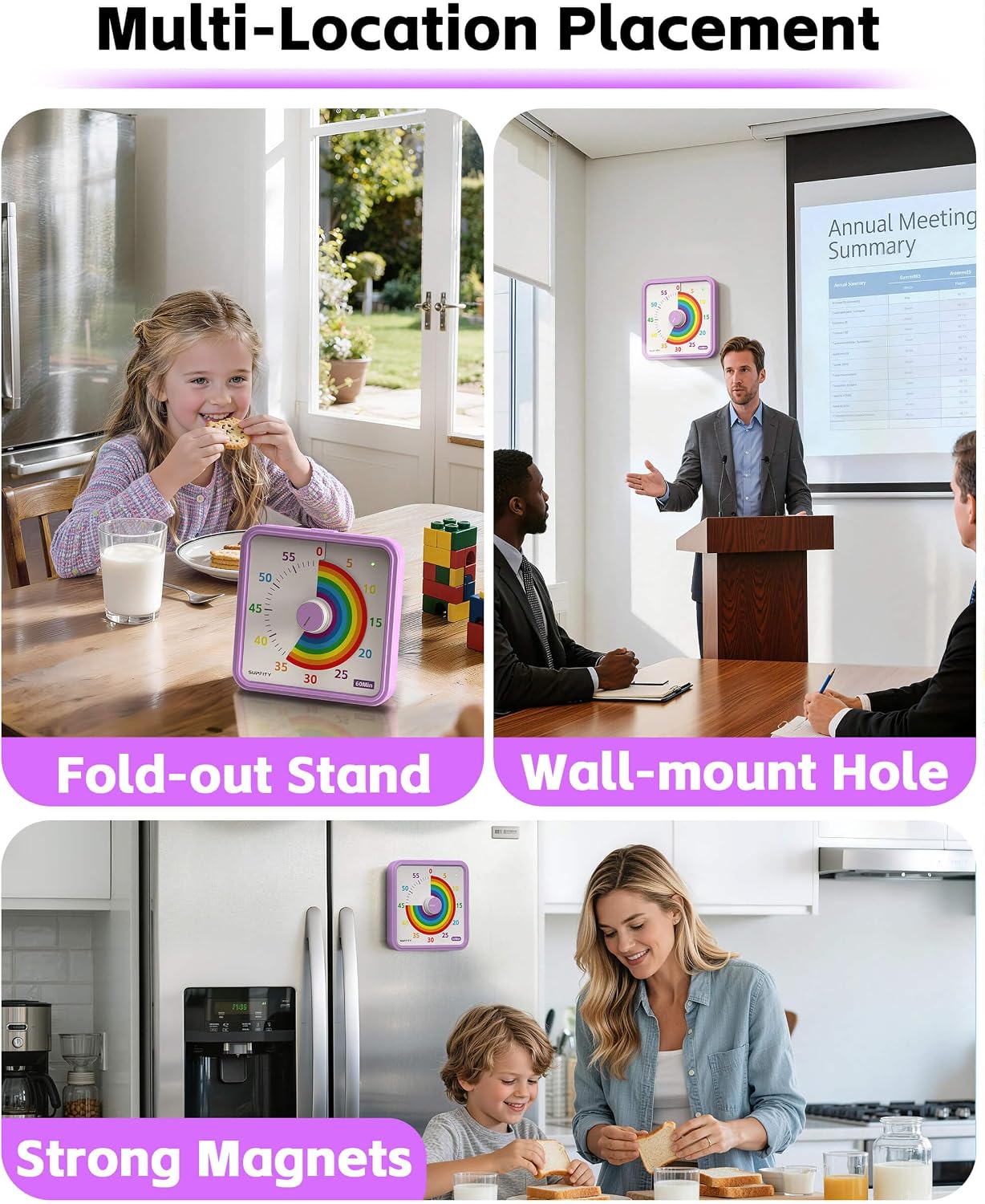 8-Inch Large Visual Timer for Kids 60-Minute Classroom Timer Magnetic