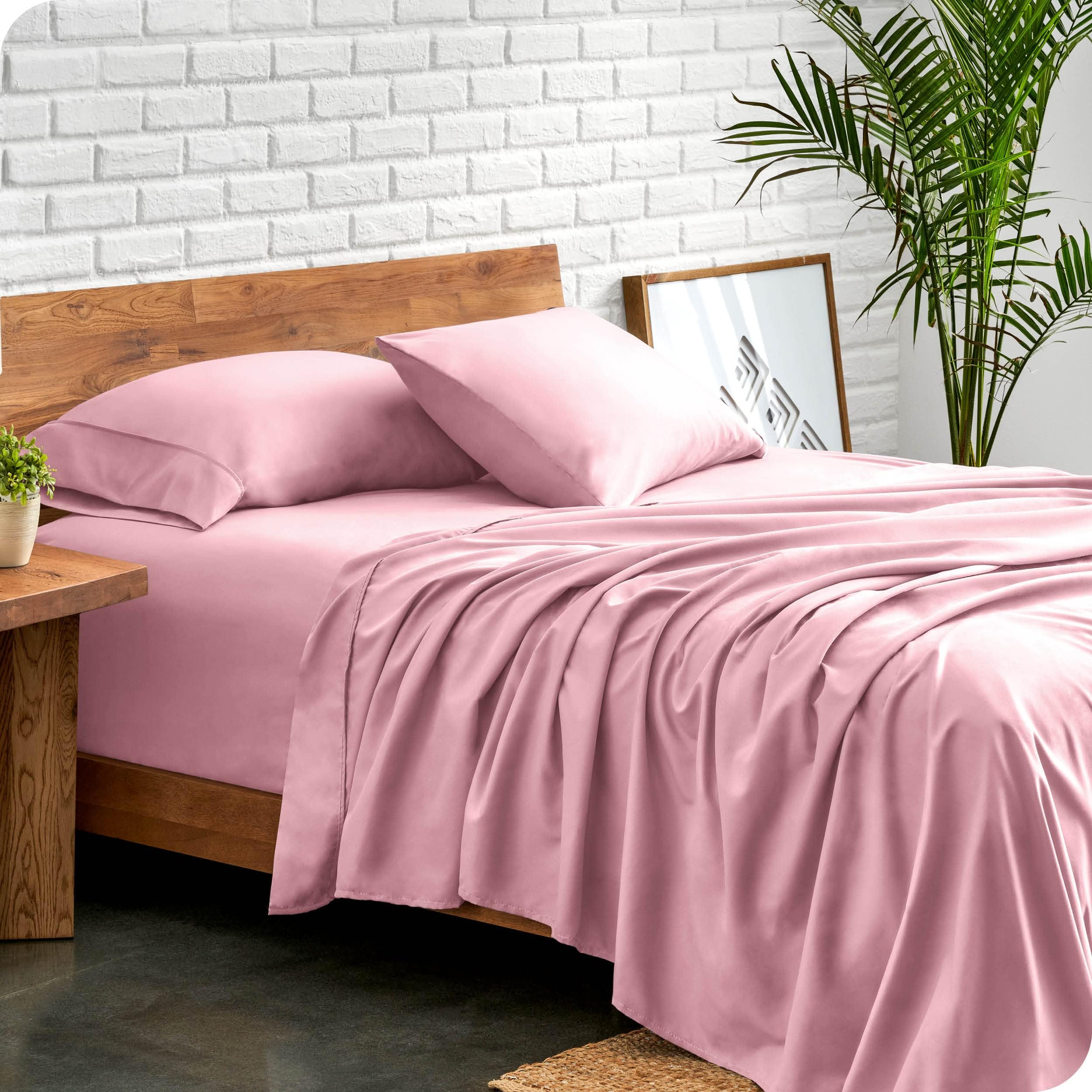 Lot De Draps En Bambou Hotel Sheets Direct - 3 Pièces Double XL, Rose Clair, Neufs Avec Défauts D'emballage