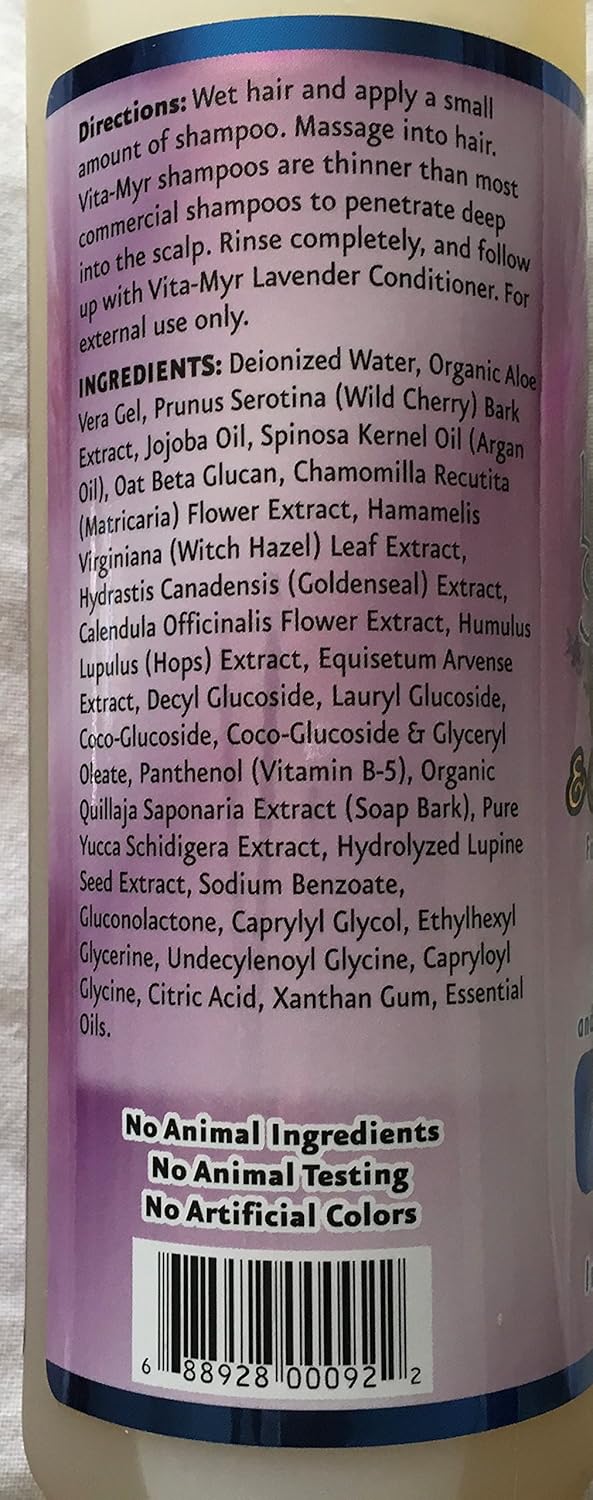 VITA-MYR Vitamyr Lavender 16 Oz Natural Shampoo Botanical Ingredients