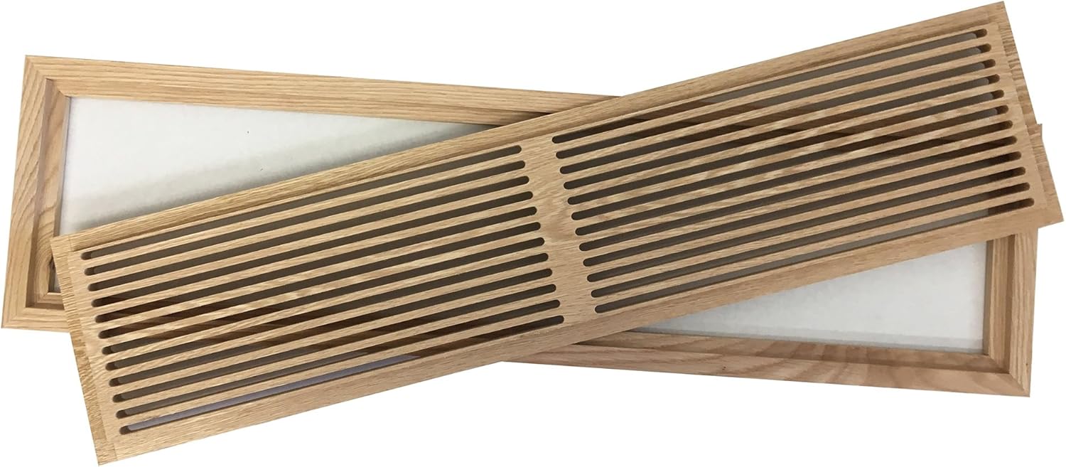 White Oak Hardwood Floor Register, 6 x 30 Inch by Cape Cod Air Grilles, Flush Mount with Frame, Slotted, Unfinished, Premium Wood Vent Cover