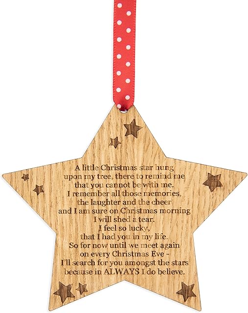 Manta Makes Remembrance Memorial Christmas decoration | In Memory Wooden Heaven Bauble for Mum & Dad relative or friend | 10CD