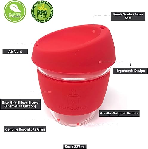 Miniatura 3 de Taza de café reutilizable con tapa a prueba de fugas y funda antideslizante, apta para lavavajillas y microondas