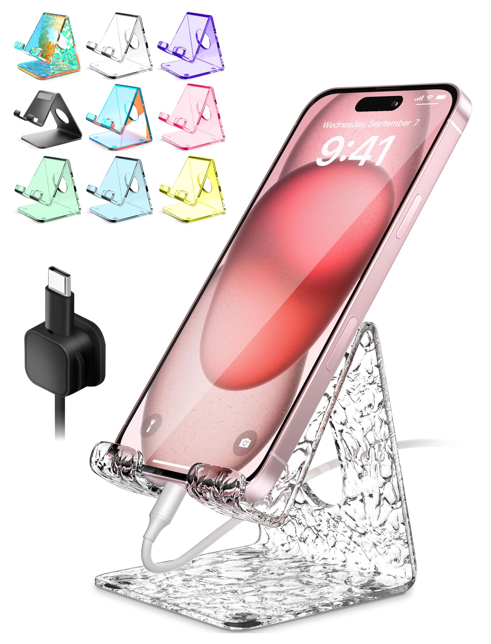 Support de téléphone en acrylique effet glacier ondulé pour iPhone