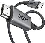 Acer USB C to HDMI Cable 4K@60Hz 6.6FT, Crystal-Clear UHD USB Type C to HDMI Cable, Thunderbolt 4 3 to HDMI Cord Compatible with iPhone 16, MacBook Pro/Air, iPad Pro, Surface Book 2, Galaxy S24