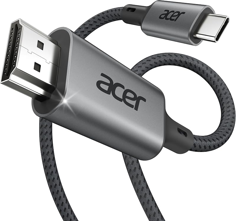 Cable USB C a HDMI Acer para oficina en casa de 1,65 pies (4K@60Hz) para computadora portátil | Soporte Thunderbolt 4/3, cable trenzado tipo C a HDMI 2.0 de alta velocidad Compatible con Acer, MacBook Neo, iPhone 17 Pro/Max, iPad