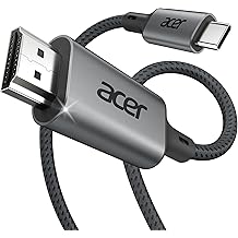 acer USB C to HDMI Cable for Home Office 6.6FT (4K@60Hz), Thunderbolt 4/3 Compatible, High-Speed Type C to HDMI 2.0 Braided Cord for MacBook, iPhone 17/16 Pro/Max, iMac, iPad Pro, Galaxy S25, Surface