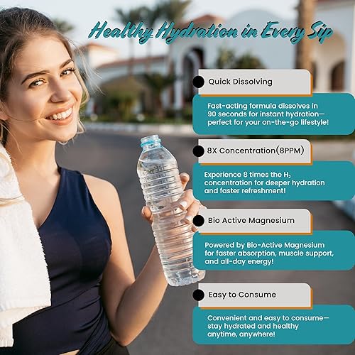 Miniatura 6 de H2 Tabletas de agua de hidrógeno molecular con magnesio antioxidante tableta de agua potable apoya la salud celular, combate el estrés, la