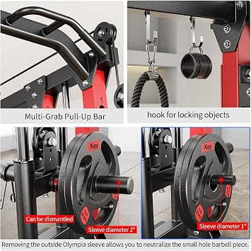 Multi-Purpose Squat Rack,Smith Machine Weight Rack Set with Cable Crossover System, Home Gym Power Racks, Power Racks and Packages