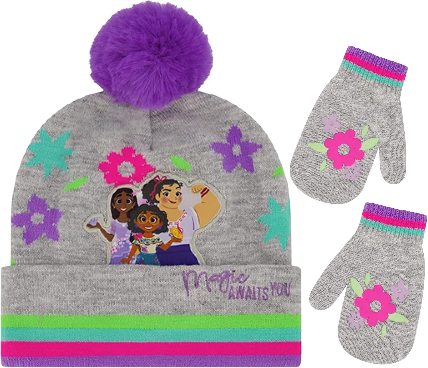 Disney Girls' Toddler Winter Hat and Mittens Set Ages 2-4 Or Encanto Hat and Kids Gloves Set for Ages 4-7