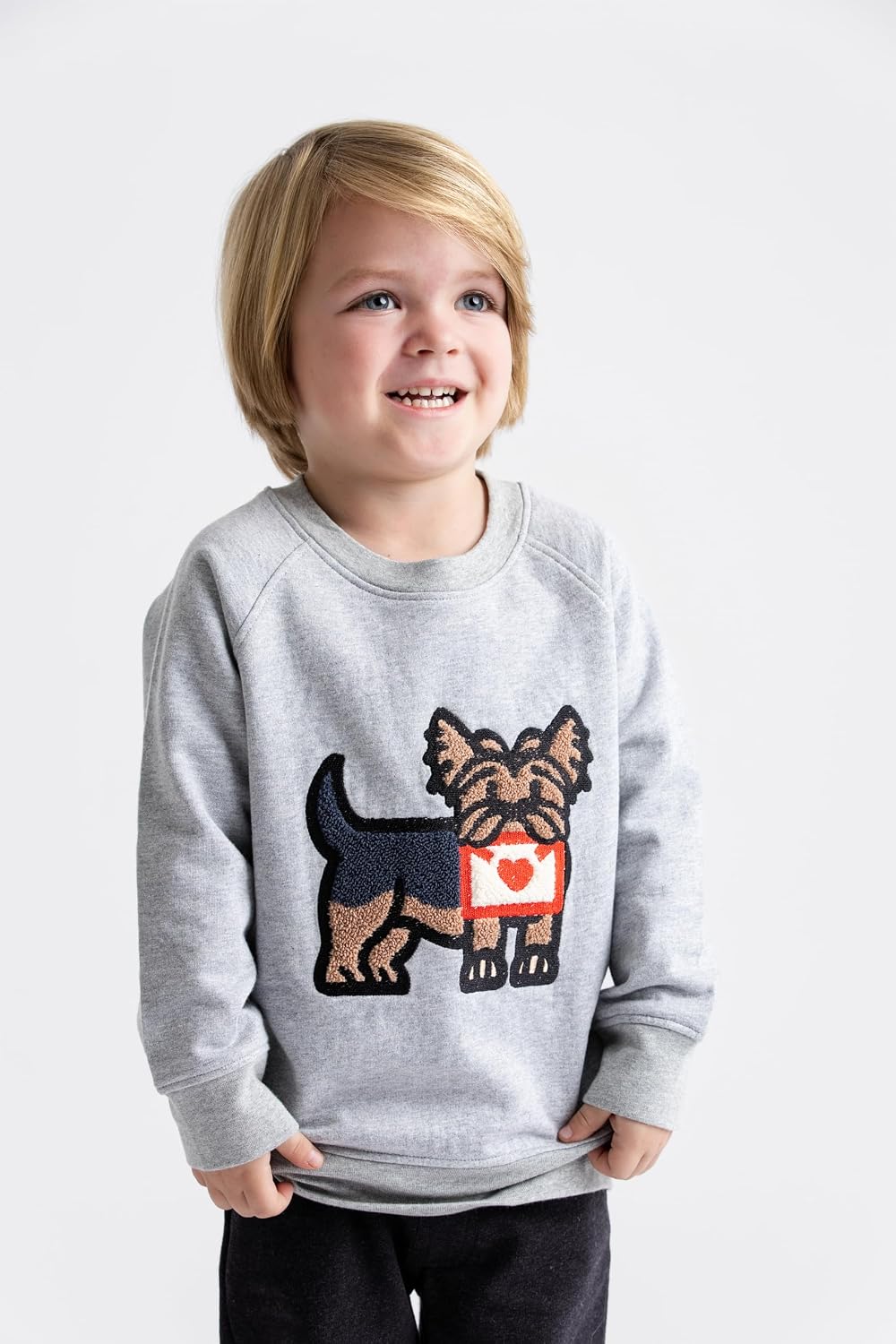 monica + andy Embroidered Crewneck Sweatshirt, 100% Organic Clothes for Girls & Boys, Sizes For Kids, Toddler & Baby