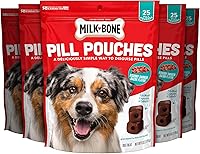Milk-Bone Pill Pouches Hickory Smoked Bacon Dog Treats - Easy Pill Hider, Real Chicken, 6oz Pack of 5