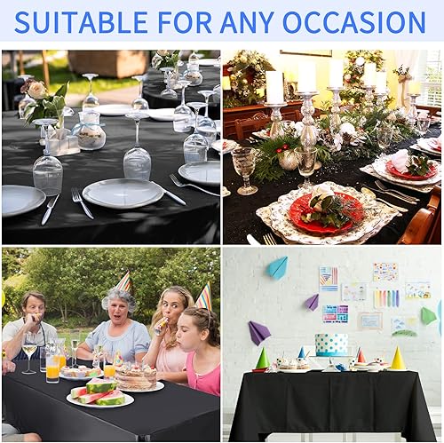 Miniatura 7 de Preboun Mantel de plástico desechable de 54 pulgadas x 100 pies, mantel de plástico con práctica caja de corte deslizante para fiestas, picnic,