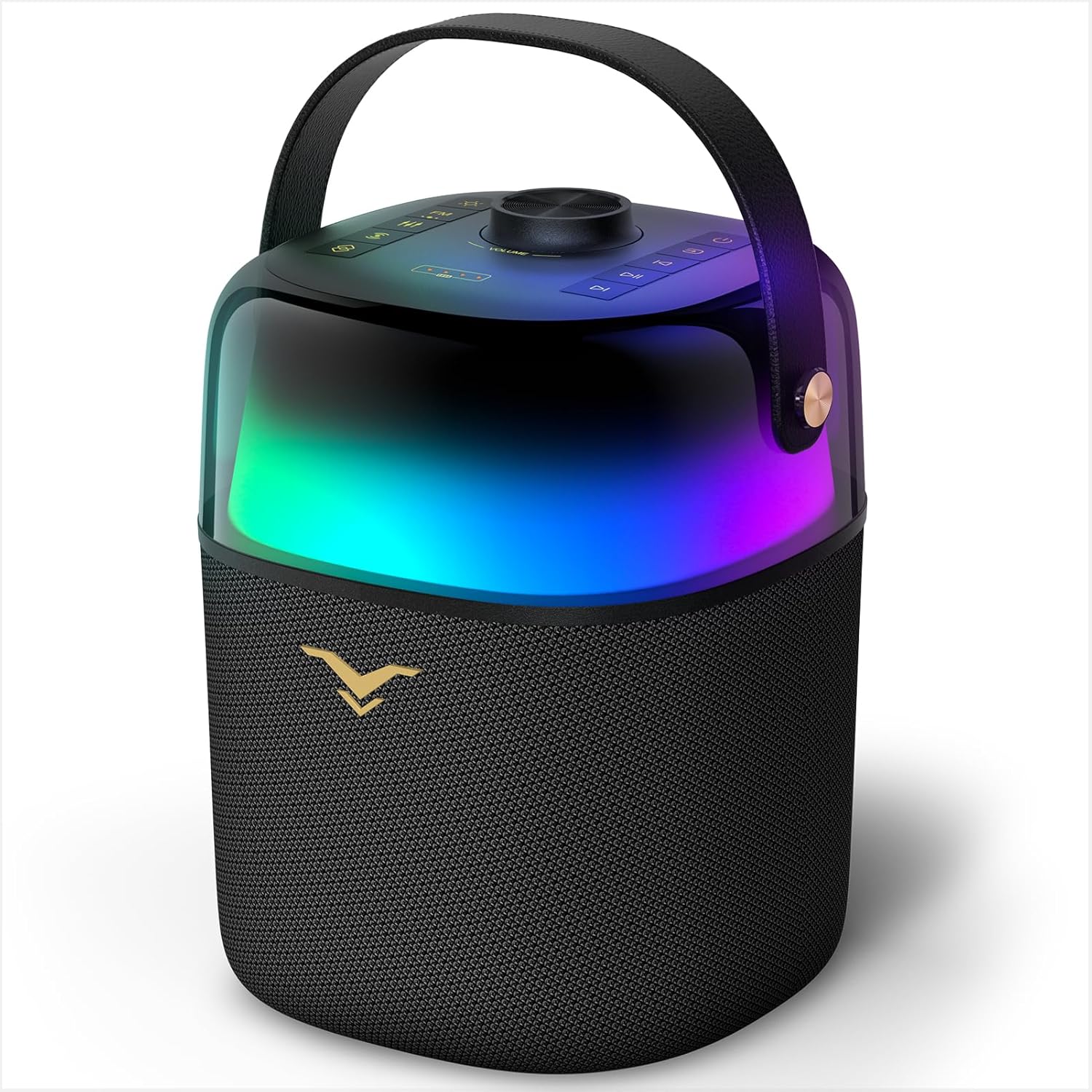 S2 Bluetooth Speaker, Portable Wireless Speaker with 80W Peak Power, Enhanced Bass/Treble, IPX5 Waterproof, 360-degree LED Lights, 12H Playtime, TWS Pairing, Mic/Guitar Input for Outdoor Camping Party