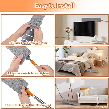 Feather Duster, 10PCS Bendable Microfiber Duster, Cobweb Brush,Detachable Gap Dust Brush with Extension Pole Up to 100'',Extendable Long Dusters for High Ceiling and Fans,Furniture