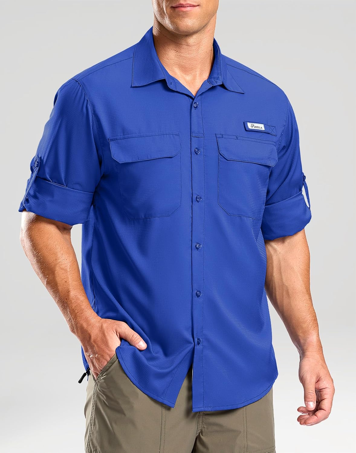Pudolla Men's Sun Protection Fishing Shirt Lightweight Long Sleeve UPF 50+ Hiking Shirt for Men Outdoor Travel with Pockets - Image 2
