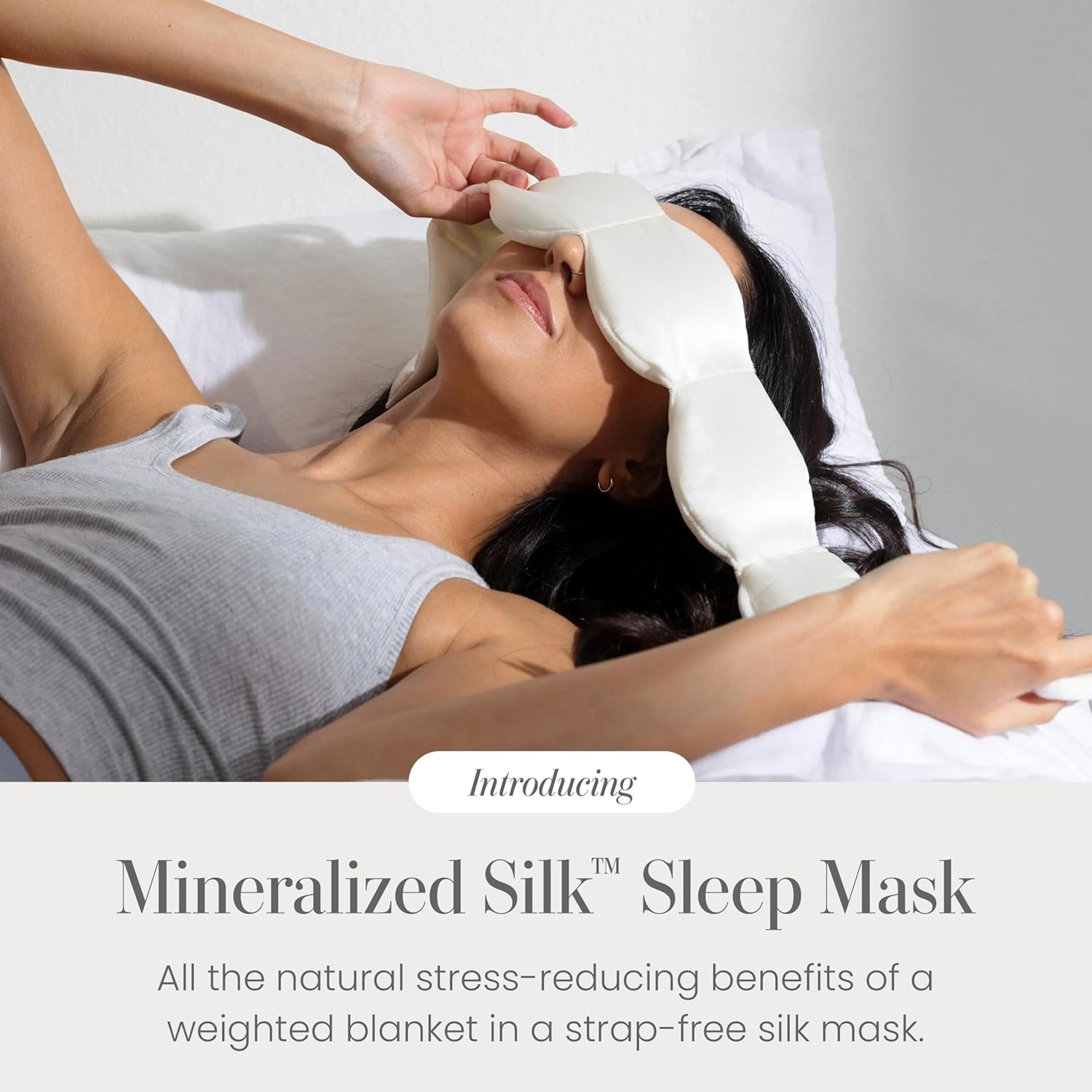 Nodpod Mineralized Silk Gentle Pressure Sleep Mask - Strap-Free, Light-Blocking Design for Sleep, Travel & Relaxation - Weighted Eye Pillow, Machine Washable (Pearl) - Image 2