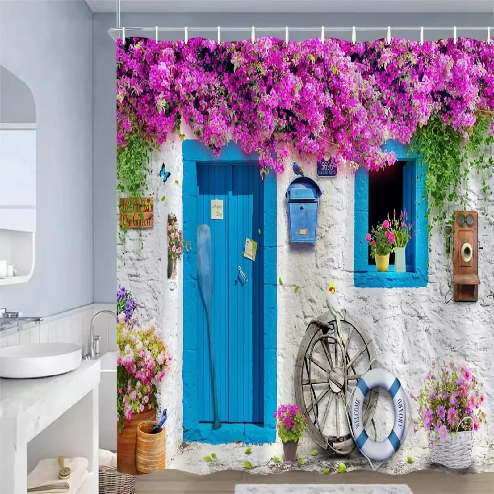 Rideau de douche paysage vintage anti-éclaboussures pour rénover votre déco
