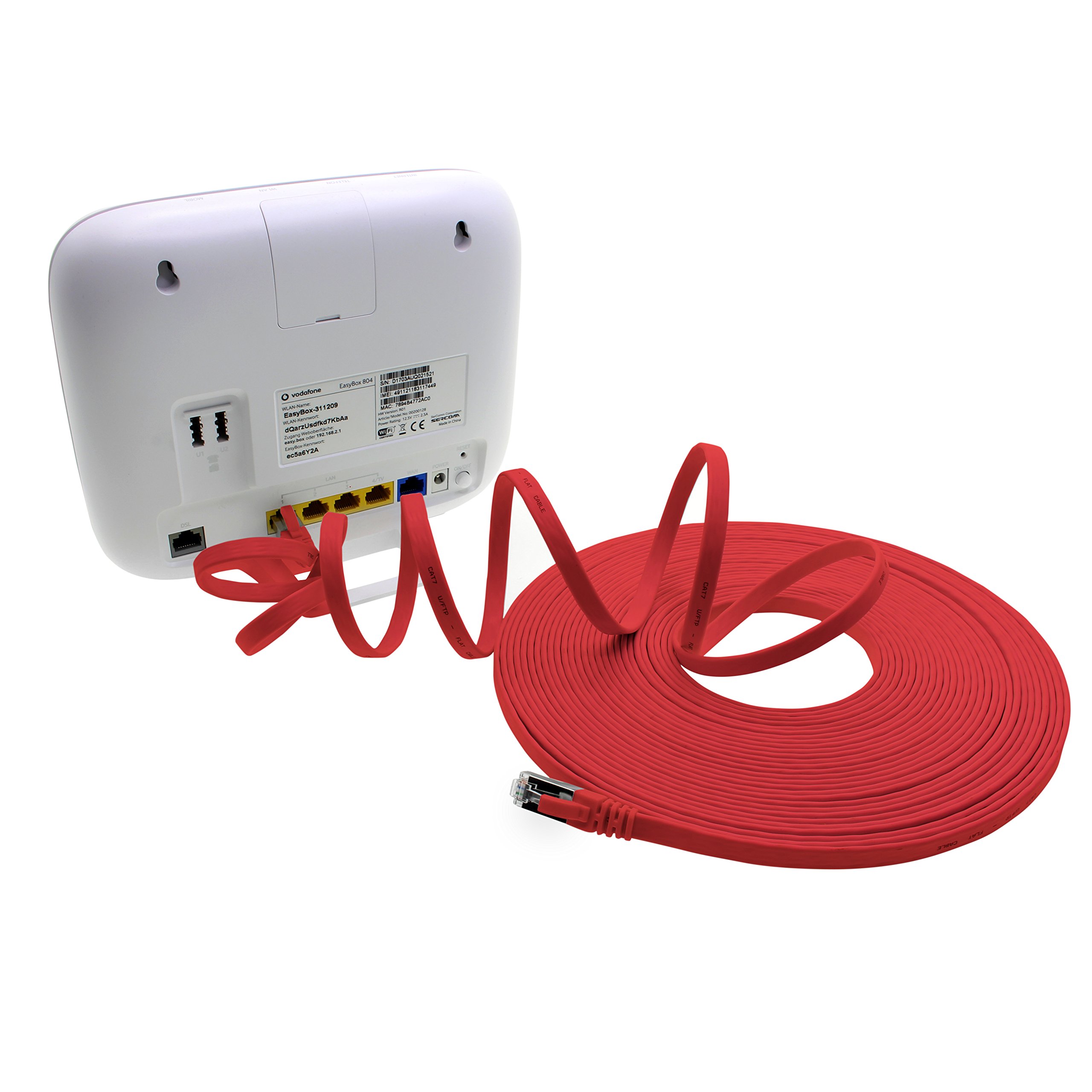 Cat.7 cavo di rete piatto 10GB/s Slim Flat Cavi RJ45 Patch cavi di installazione nastro - compatibile CAT5 CAT6 CAT7 CAT 8 giallo - 1 pezzo 1m