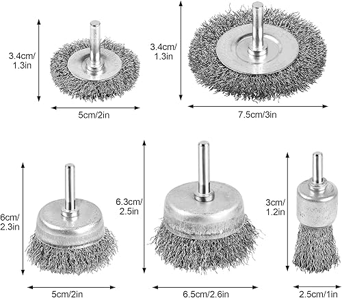 Miniatura 2 de Cepillo de alambre para taladro, juego de vasos de cepillo de rueda de alambre, rueda de alambre para taladro 0.012 alambre de acero al carbono,