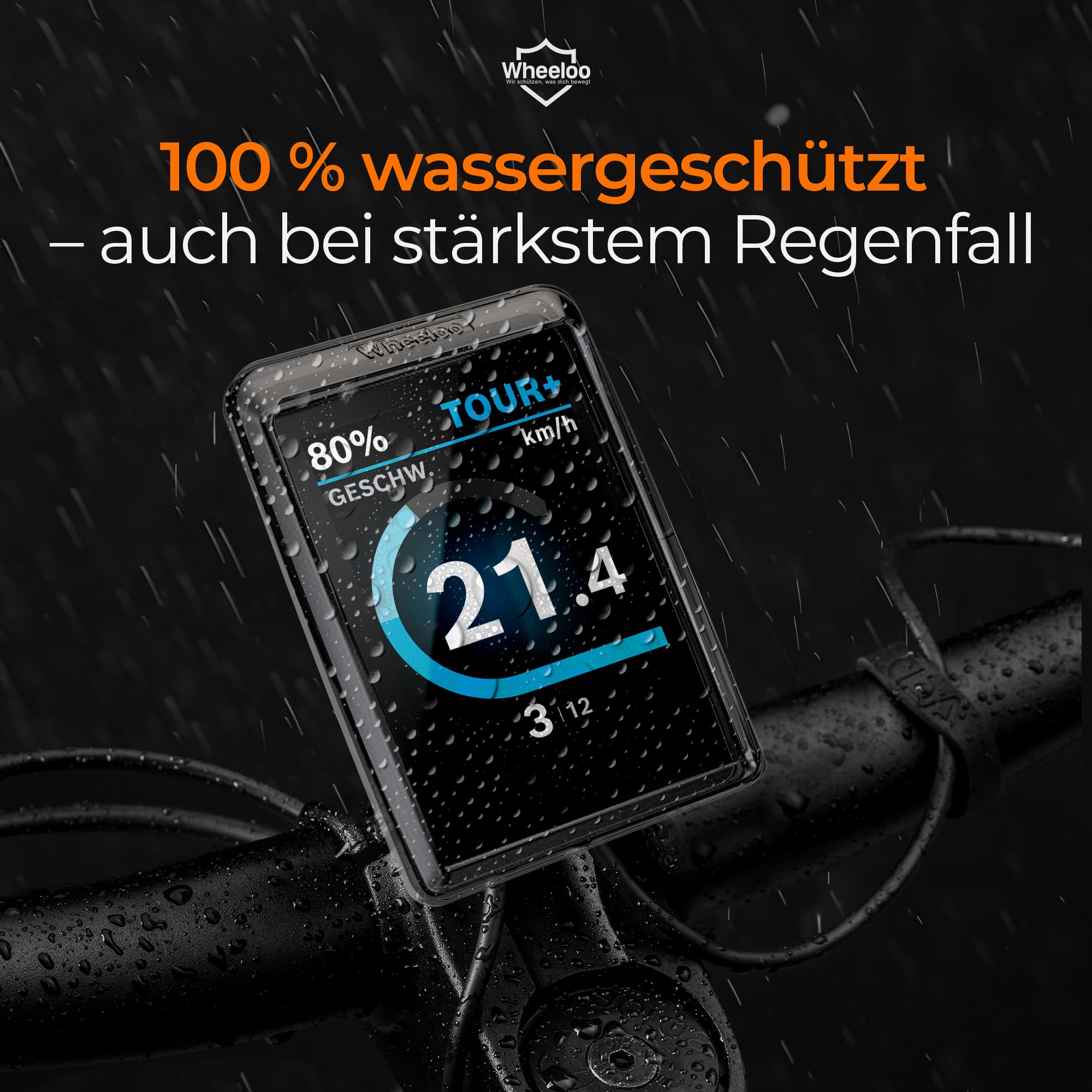 Wheeloo Displayschutz für Bosch Kiox 500 I E-Bike Schutzhülle transparent & wasserabweisend I EBike Display Schutz Set I Zubehör E Bike