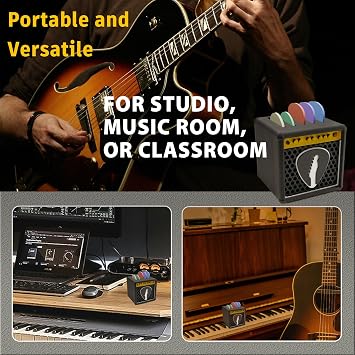 Guitar Pick Display Holder Unique Retro Guitar Amp Model Guitar Picks Holder Pick Organizer & Display Case Gift for Music Enthusiasts and Guitar Players, Black
