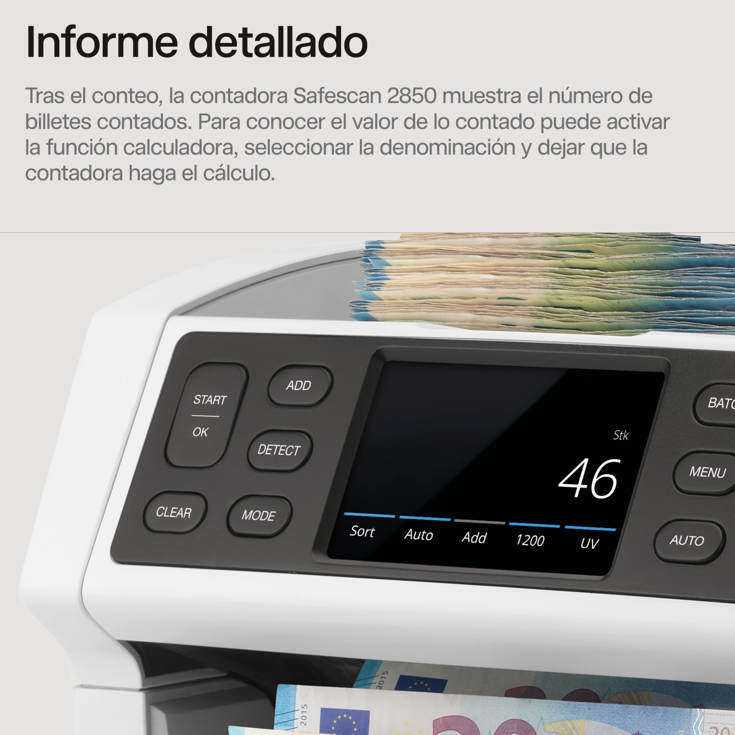 Safescan 2850 Contadora de billetes clasificados detectora de billetes falsos 3 puntos máquina contar billetes interfaz multilingüe