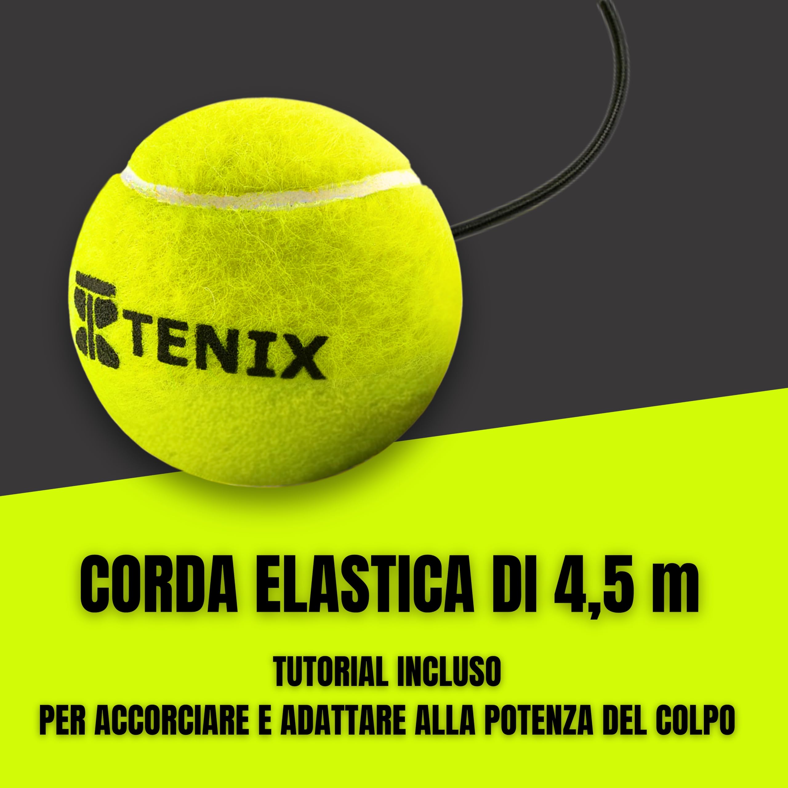 TENIX® Set da 2 palline da tennis con corda | Palline di ricambio Trainer | Inclusa lattina pressurizzata sigillata | Palline di ricambio con corda elastica per tennis trainer