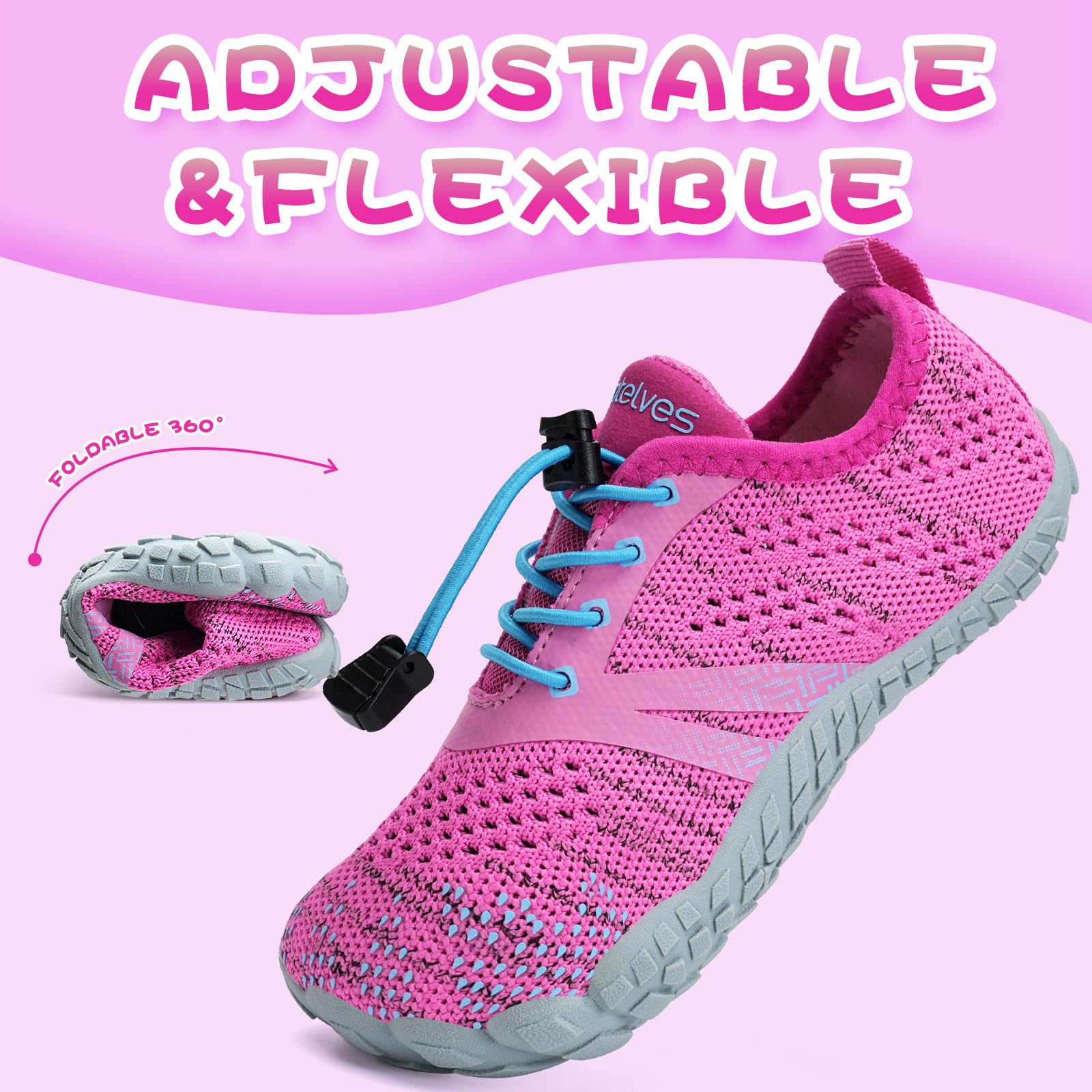 WateLves Barfussschuhe Kinder Jungen Mädchen Barfußschuhe Wasserschuhe Aqua Badeschuhe für Strand Pool Schnell Trocknen Wassersport Rrutschfester gr 25-36
