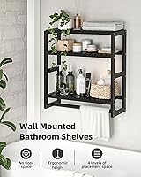 Vista 4 de Organizador de Almacenamiento Sobre el Inodoro Estantes de Baño Montados en la Pared Organizador de Rincón de 3 Niveles Ahorro de Espacio Estante