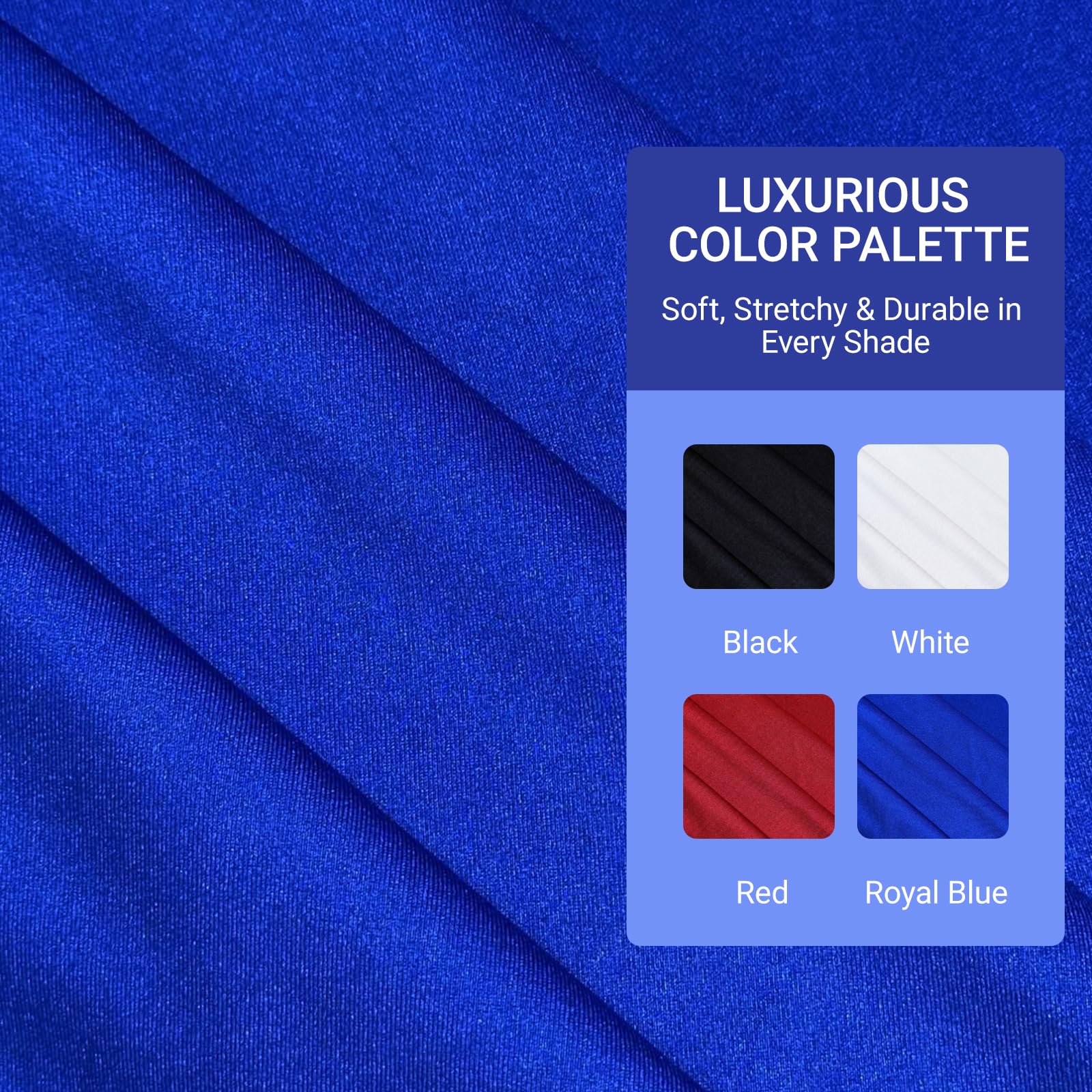Q&J FABRIC CO. 59 Inches Nylon Spandex Fabric 82% Nylon, 18% Spandex, 5.90 oz/yd², Shiny Swimsuit Fabric, 4-Way Stretch Swimsuit Material, for Sports, Dance, Yoga(Royal Blue, 1 Yard) — view 7