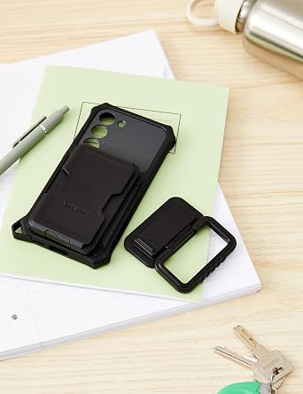 Samsung Rugged Gadget EF-RS911 Smartphone Case for Galaxy S23 Mobile Phone Case Stand Scratch-Resistant Finger Holder Card Slot Black