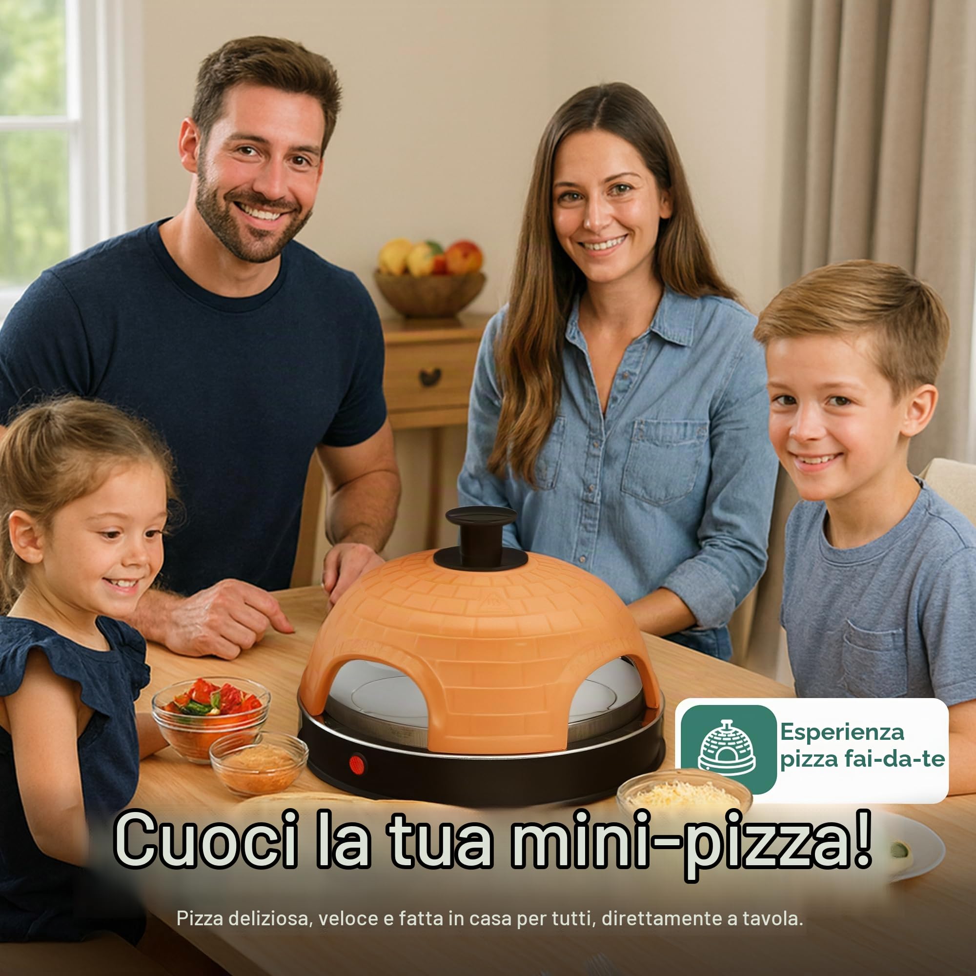 Emerio PO-115985 macchina e forno per pizza 4 pizza(e) Nero, Arancione 900 W