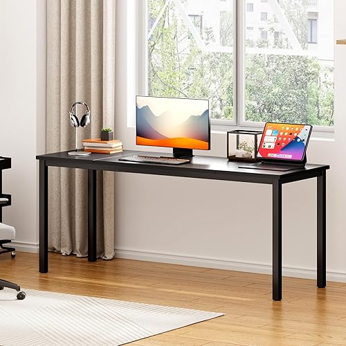 Miniatura 168 de DlandHome Escritorio pequeño para computadora de 31.5 pulgadas, mesa de escritura para espacios pequeños, mesa de estudio, escritorio para Nogal