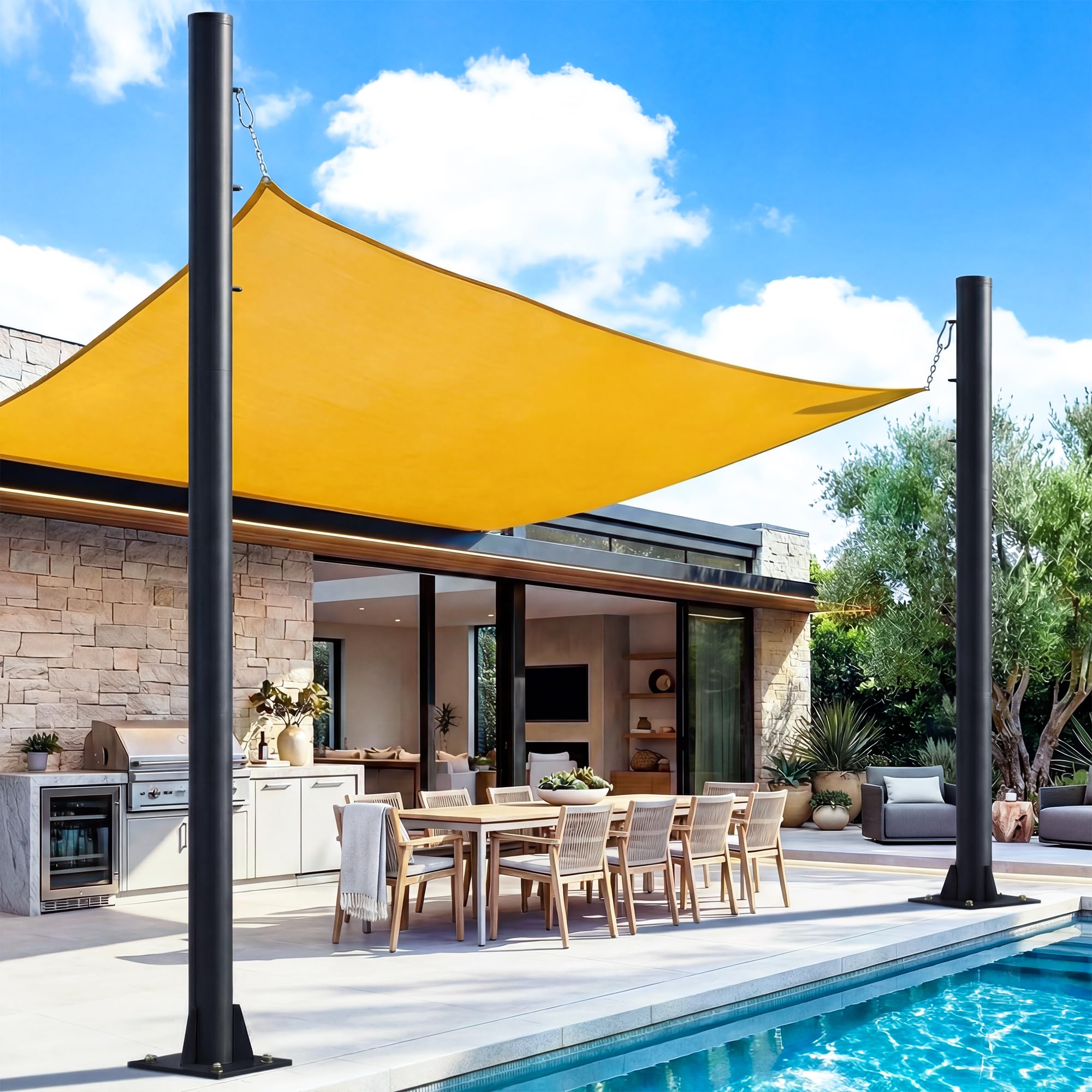 Photo 1 of 10FT Shade Sail Poles, 2.4" Diameter Sun Shade Poles with 3 Rings