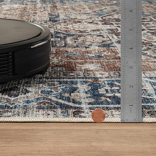 Miniatura 9 de Bloom Rugs Caria - Alfombra de pasillo lavable antideslizante de 11.8 ft, color terracota y azul, para entrada, pasillo, baño y cocina, tamaño