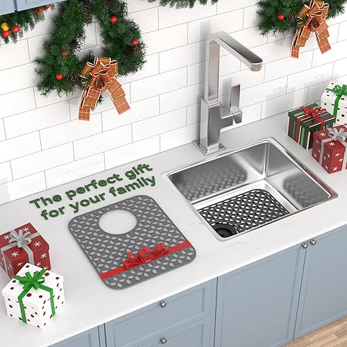 Miniatura 3 de TOOVEM - 2 alfombrillas protectoras de silicona antideslizantes resistentes al calor para la parte inferior del fregadero de porcelana de acero