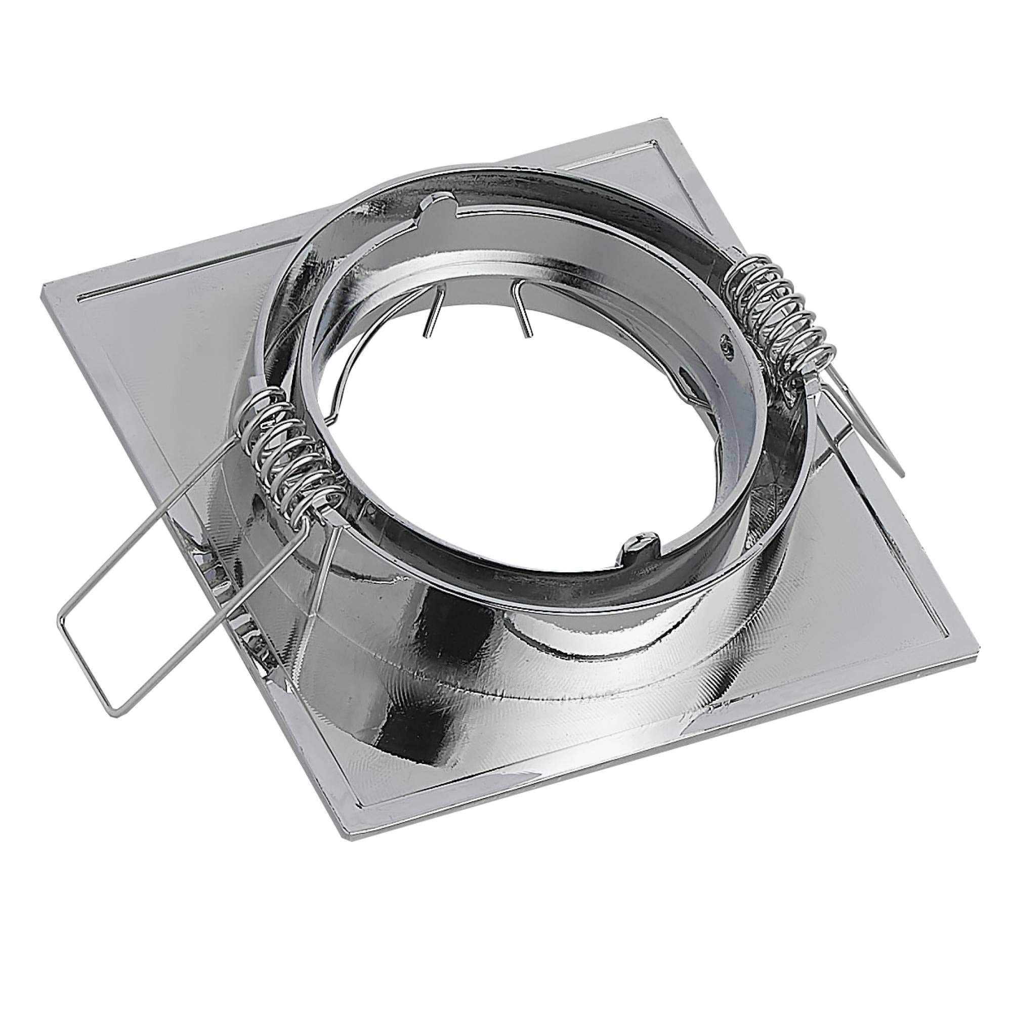 6 focos empotrables LED cromados cuadrados 9 W, blanco neutro 230 V plano – Foco empotrable GU10 orientable – Montaje por perforación 75 mm – Focos para techos – focos