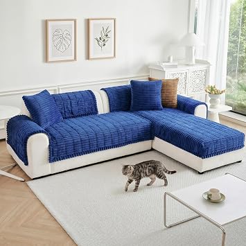 GKXLH New Thick Non-slip Sofa Cover 2 3 4 Seater (Navy Blue, 70x180cm/1 PC)