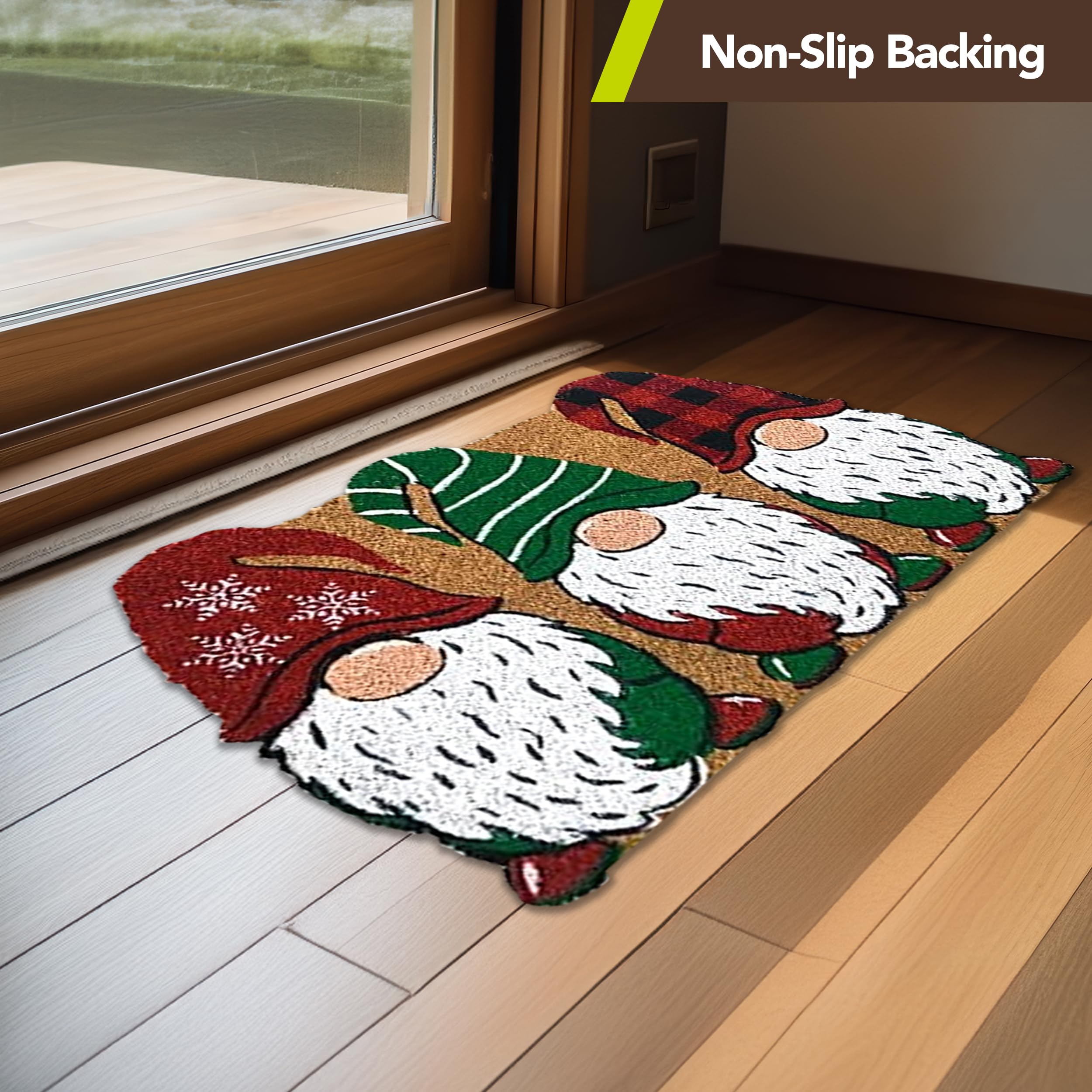 Holiday Gnomes Coir Doormat - Christmas Decor -3