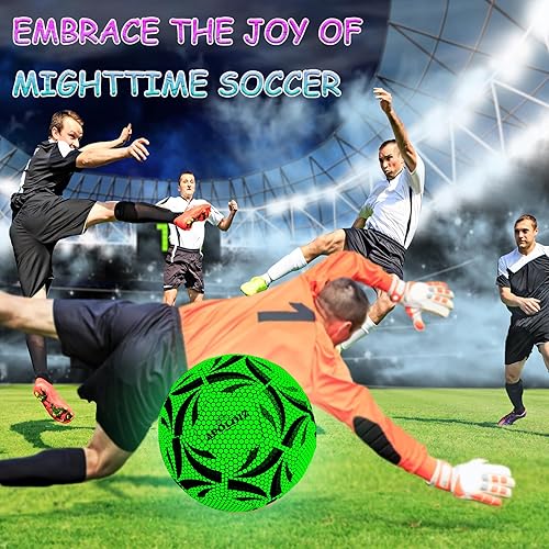 Miniatura 4 de Balón de fútbol iluminado, pelota de fútbol que brilla en la oscuridad, tamaño 45 con bomba, pelotas de fútbol luminosas brillantes para juegos de